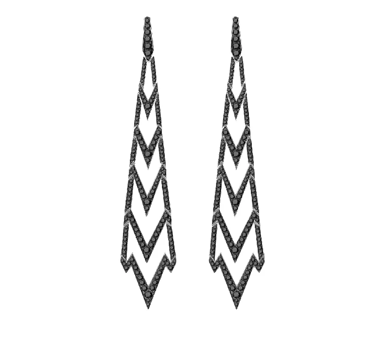 Hoop earrings with rhinestone-studded rims for a glamorous touch-Black Diamond Lady Stardust Long Earrings