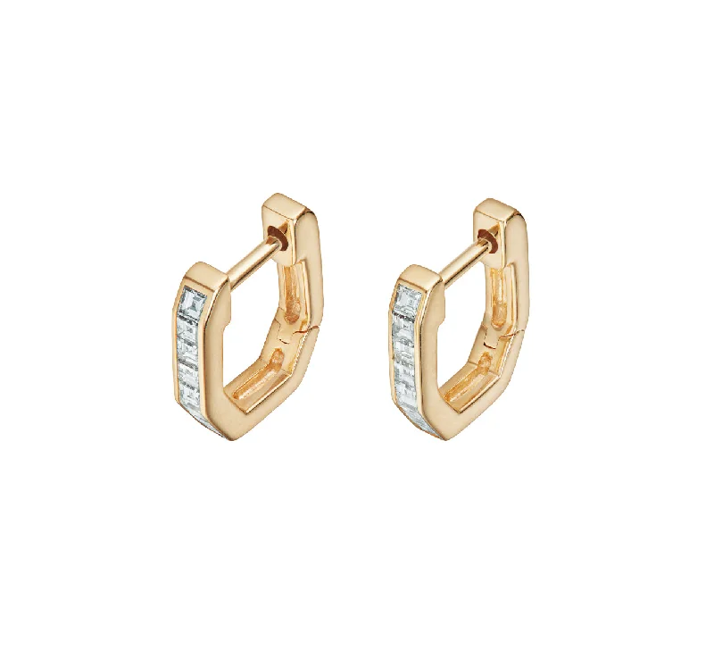 Hoop earrings with tortoiseshell designs for a chic and classic style-Diamond Ch2 Huggies