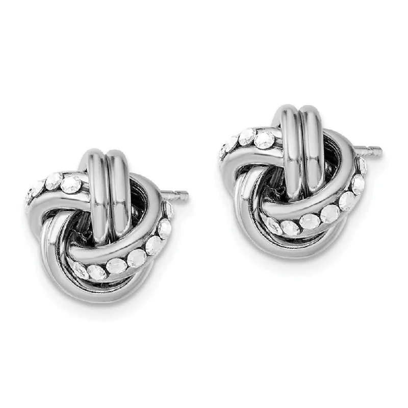 Best hoop earrings with snake chain details for a sleek and modern touch-925 Sterling Silver Rhod. Textured Love Knot Earrings (L-12.15 mm, W-11.7 mm)