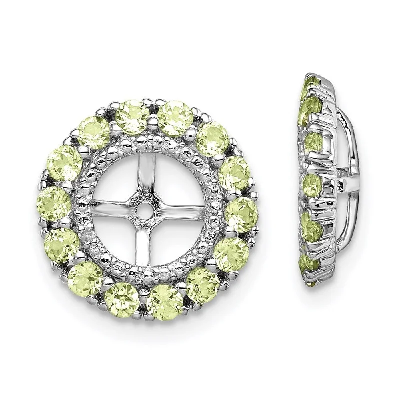 Best hoop earrings with smooth ceramic finishes for a polished, clean style-925 Sterling Silver Rhodium Diamond and Peridot Earring Jacket (L-13 mm, W-13 mm)