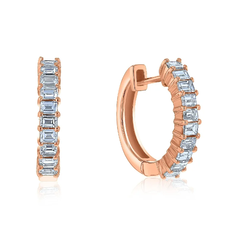 Large hoop earrings for a bold and statement-making fashion accessory-Annello by Kobelli - Millie 14k Gold 3/5ct TDW Natural Baguette Diamond Hoop Earrings