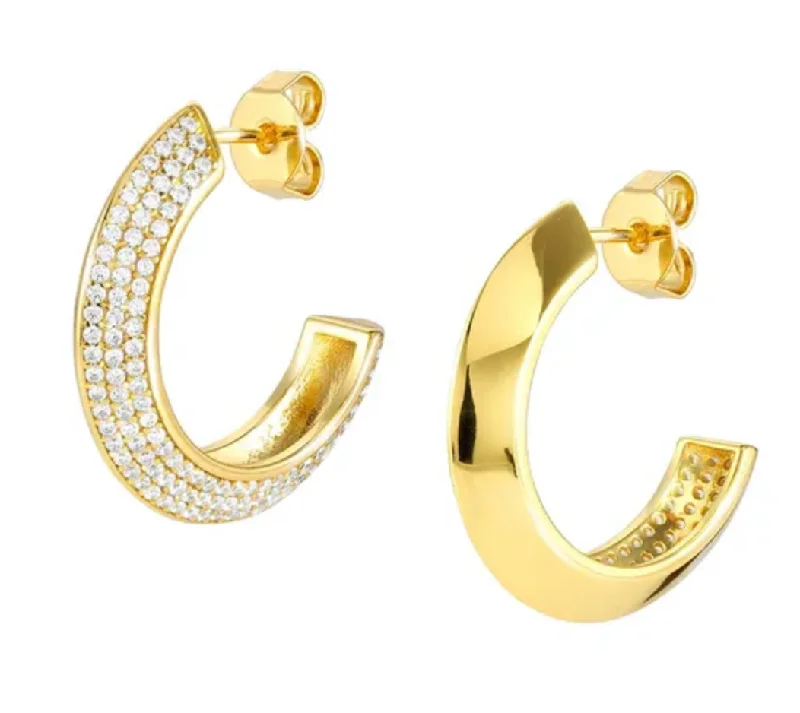 Best hoop earrings with butterfly motifs for a playful and whimsical appearance-Nomination Aurea Gold Plated Pave CZ Hoop Earrings