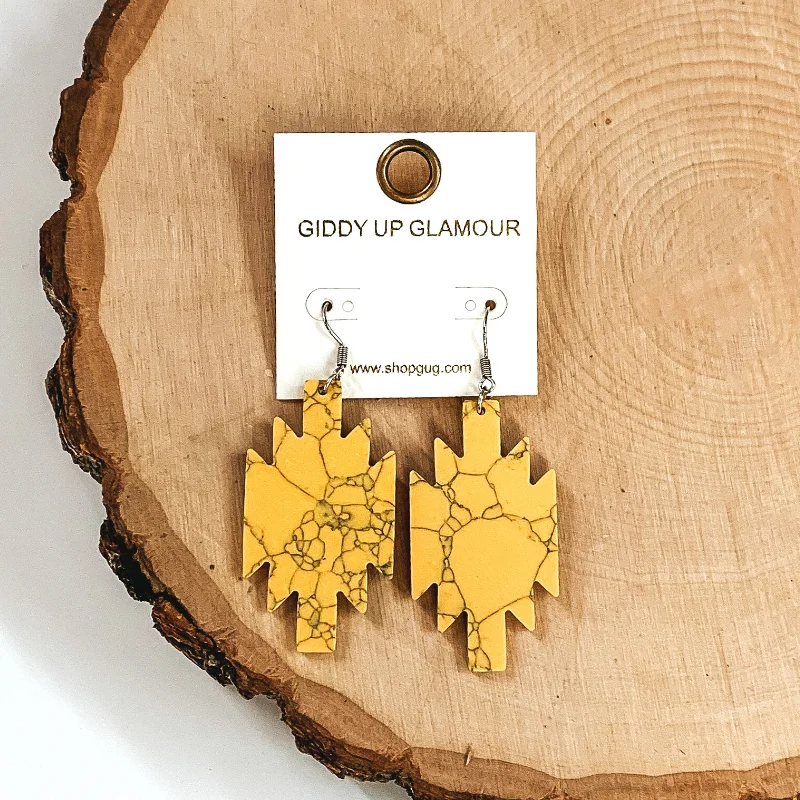 Best hoop earrings with turquoise stones for a bohemian-inspired vibe-Stone Cold Aztec Cutout Earrings in Yellow