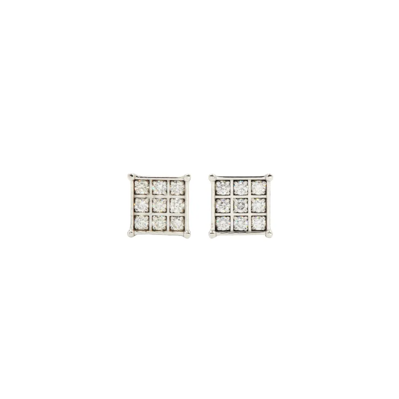 Hoop earrings with abstract shapes for an artistic and creative touch-Diamond Channel Set Square Earrings Pair