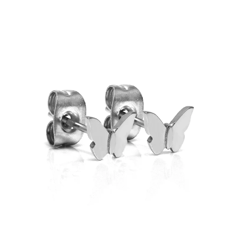 Best hoop earrings with geometric hexagon shapes for a modern, angular look-Children's Butterfly Earrings - Silver