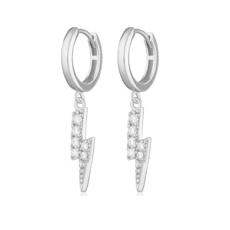 Best hoop earrings with marbled designs for a trendy and artistic effect-Children's Lightning Bolt Earrings - Silver