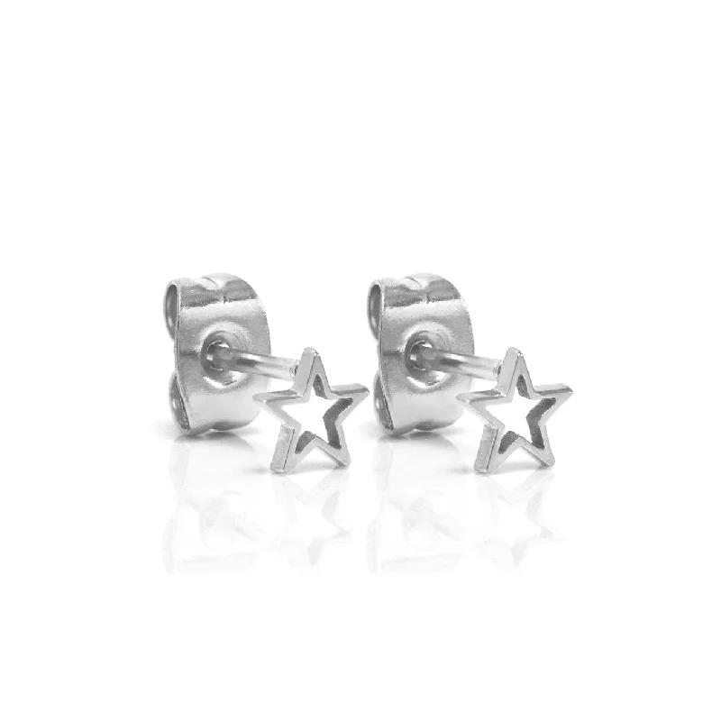 Hoop earrings with textured gold for a refined and sophisticated aesthetic-Children's Star Earrings - Silver