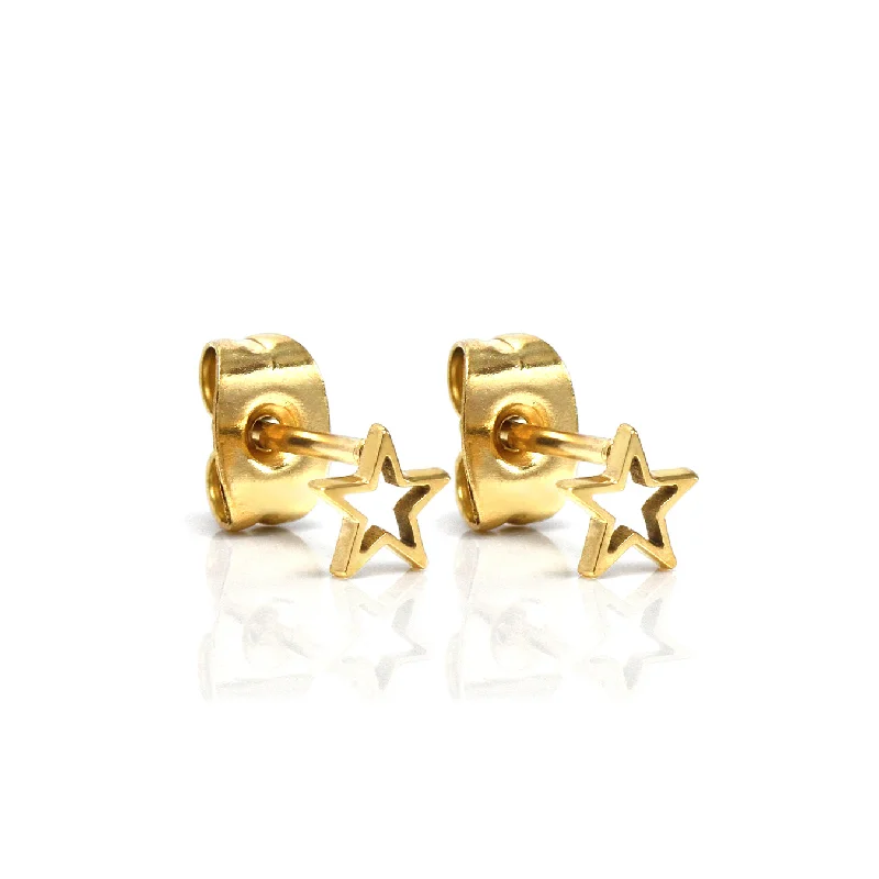 Best hoop earrings with angel wing accents for a spiritual and meaningful design-Children's Star Earrings - Yellow Gold