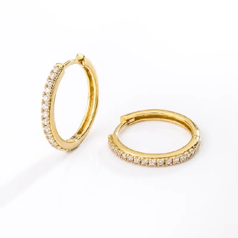 Best hoop earrings with vintage-style detailing for a nostalgic and timeless look-Classic Pave Gold 17mm Hoop Earrings