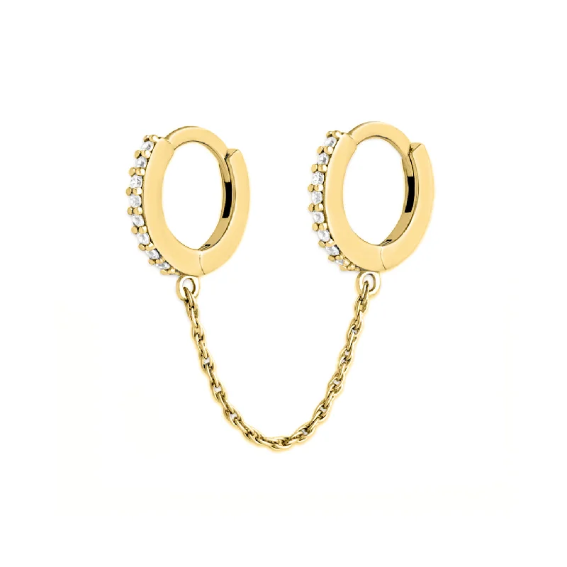 Best hoop earrings with angel wing accents for a spiritual and meaningful design-Clear CZ Chain Earrings - Yellow Gold