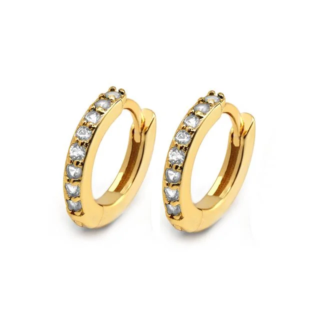 Best hoop earrings with sterling silver for an affordable and chic design-Clear Huggie Hoop Earrings - Yellow Gold