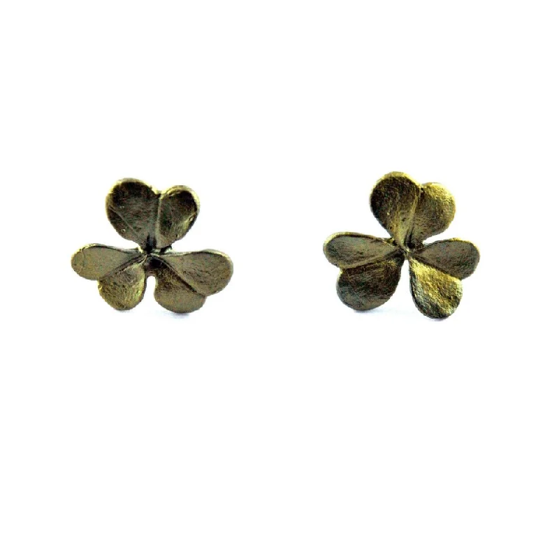 Hoop earrings with polished silver finish for a shiny, modern appeal-Clover Studs