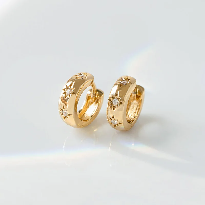 Best hoop earrings with sterling silver for an affordable and chic design-Constellation Gold 7mm Baby Huggie Earrings