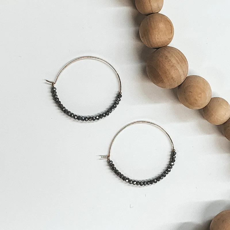 Hoop earrings with luxe velvet finishes for a rich and luxurious touch-Bubbly Bliss Gold Hoops in Black