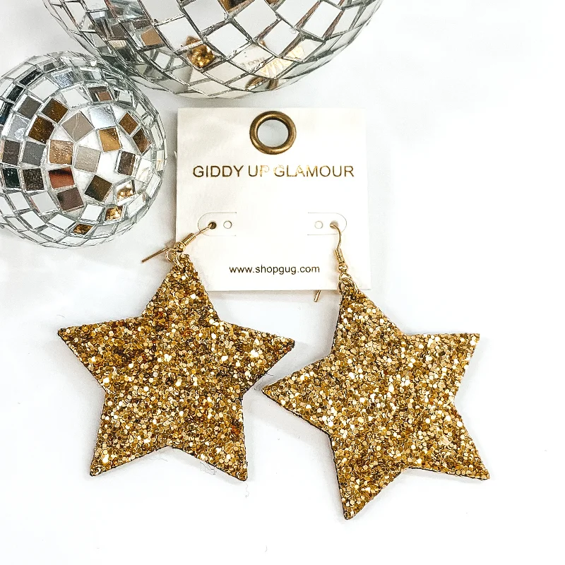 Stylish hoop earrings with diamond accents for an elegant and sparkling effect-Glitter Star Earrings in Gold