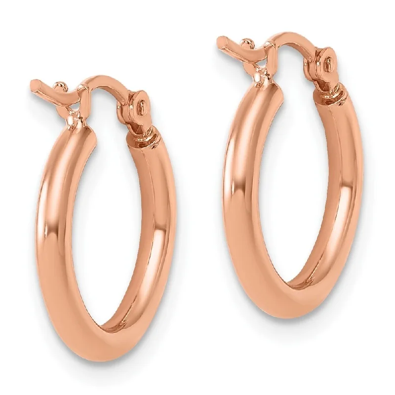 Best hoop earrings with rose gold for a romantic and warm aesthetic-Diamond2Deal 10K Rose Gold Polished Hinged Hoop Earrings (L-14mm, W-13mm)