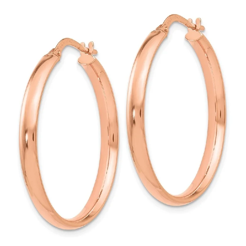 Best hoop earrings with gemstone accents for a colorful and elegant appearance-Diamond2Deal 10K Rose Gold Polished Hoop Earrings (L-28mm, W-6.5mm)