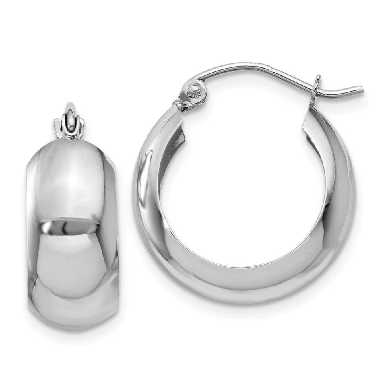 Hoop earrings with leather accents for a sleek and bold combination-Diamond2Deal 10k White Gold Fancy Hoop Earrings (L-13mm, W-7mm)