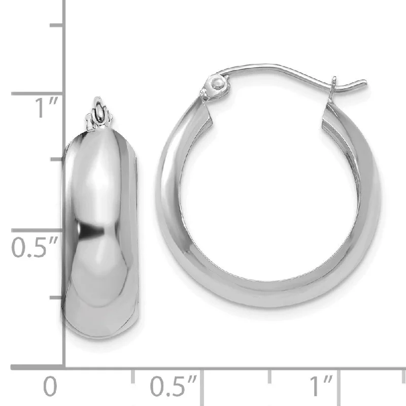 Hoop earrings with spiral designs for a dynamic and fluid look-Diamond2Deal 10k White Gold Hoop Earrings (L-14mm, W-7mm)