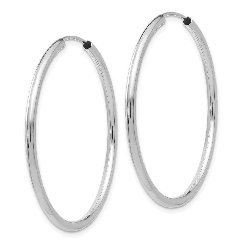 Hoop earrings with pearl accents for a chic and classic style-Diamond2Deal 10k White Gold Polished Endless 2mm Hoop Earrings (L-40mm, W-40mm)