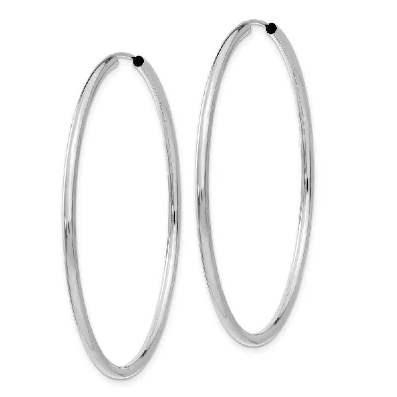 Hoop earrings with hearts for a sweet and romantic gesture-Diamond2Deal 10k White Gold Polished Endless 2mm Hoop Earrings (L-50mm, W-50mm)