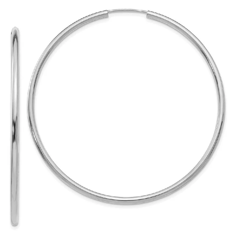 Lightweight hoop earrings for comfortable and all-day wear-Diamond2Deal 10k White Gold Polished Endless 2mm Hoop Earrings (L-54mm, W-54mm)