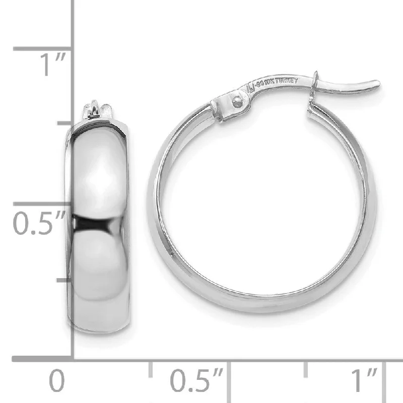 Best hoop earrings with stacked layers for a dimensional and bold look-Diamond2Deal 10K White Gold Polished Hinged Hoop Earrings (L-19mm, W-4mm)