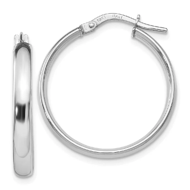 Hoop earrings with stacked layers for a bold and textured design-Diamond2Deal 10K White Gold Polished Hoop Earrings (L-22mm, W-11mm)