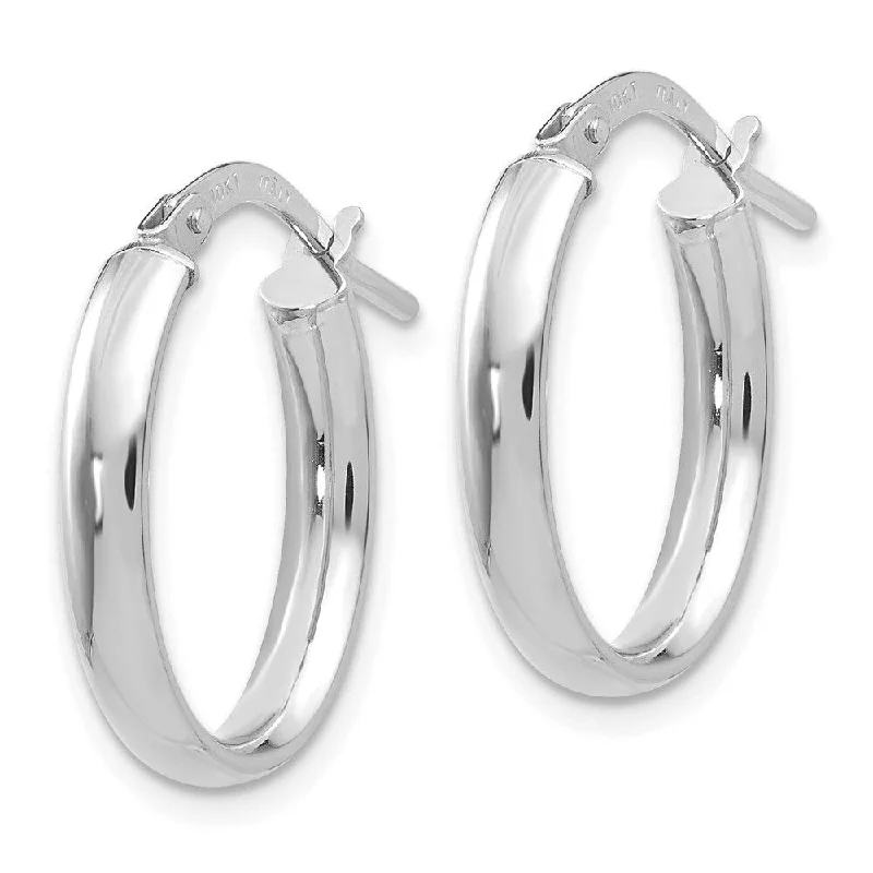 Medium hoop earrings for an everyday look with the perfect balance of style-Diamond2Deal 10K White Gold Polished White Gold Hoop Earrings (L-17mm, W-19mm)