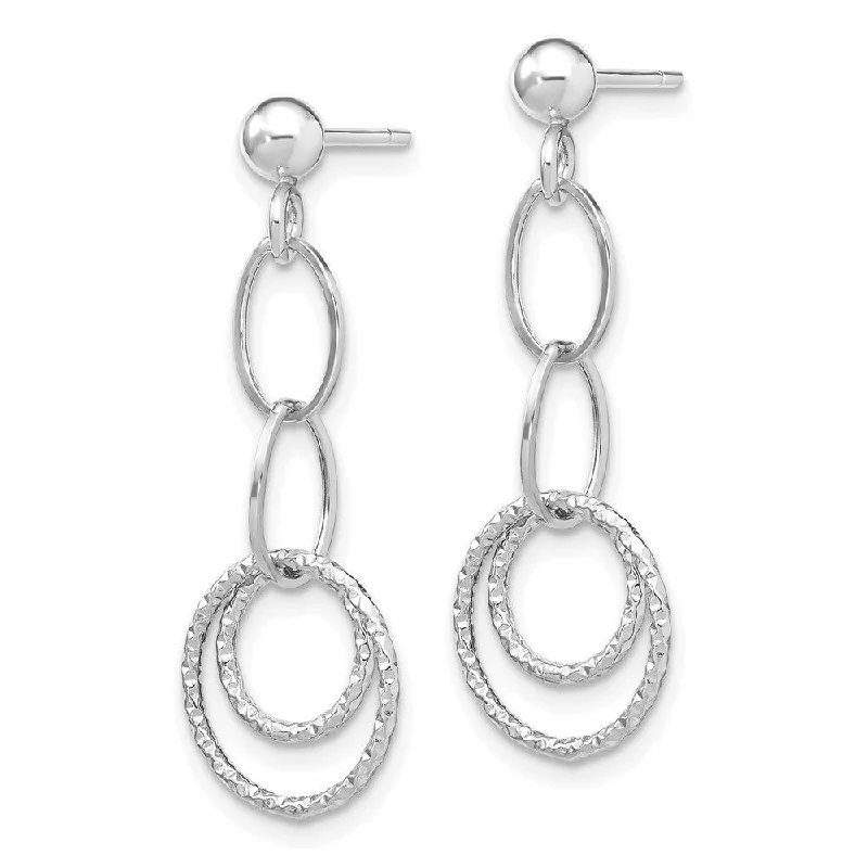 Best hoop earrings with blackened metal for an edgy and bold appearance-Diamond2Deal 10K White Gold Post Dangle Earrings (L-32mm, W-13mm)