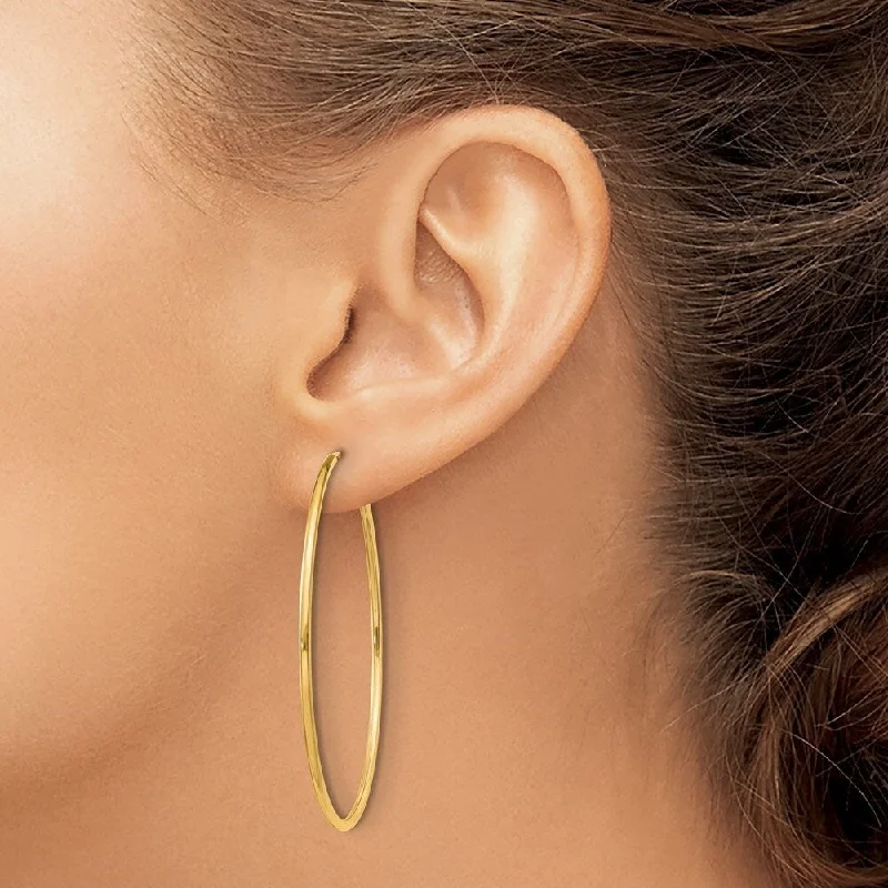 Best hoop earrings with snake chain details for a sleek and modern touch-Diamond2Deal 10k Yellow Gold 1.5mm Polished Round Endless Hoop Earrings (L-45mm, W-45mm)