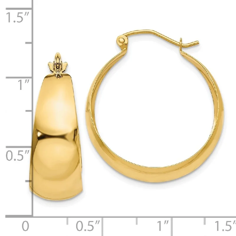 Best hoop earrings with gold-plated finishes for an affordable luxury vibe-Diamond2Deal 10k Yellow Gold Polished 10.5mm Tapered Hoop Earrings (L-20mm, W-11mm)