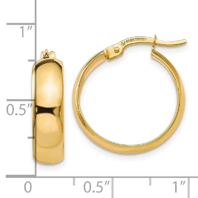 Best hoop earrings with crescent-shaped designs for a bold, moon-inspired style-Diamond2Deal 10k Yellow Gold Polished Hinged Hoop Earrings (L-19mm, W-4mm)