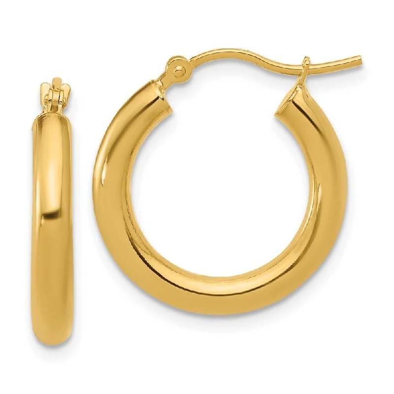 Hoop earrings with oversized designs for a bold, fashion-forward statement-Diamond2Deal 10k Yellow Gold Polished Hinged Hoop Earrings (L-20mm, W-14.75mm)