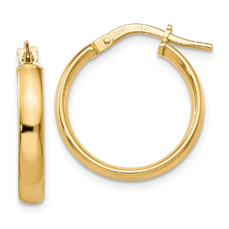 Hoop earrings with abstract shapes for an artistic and creative touch-Diamond2Deal 10k Yellow Gold Polished Hoop Earrings (L-13.5mm, W-9.25mm)