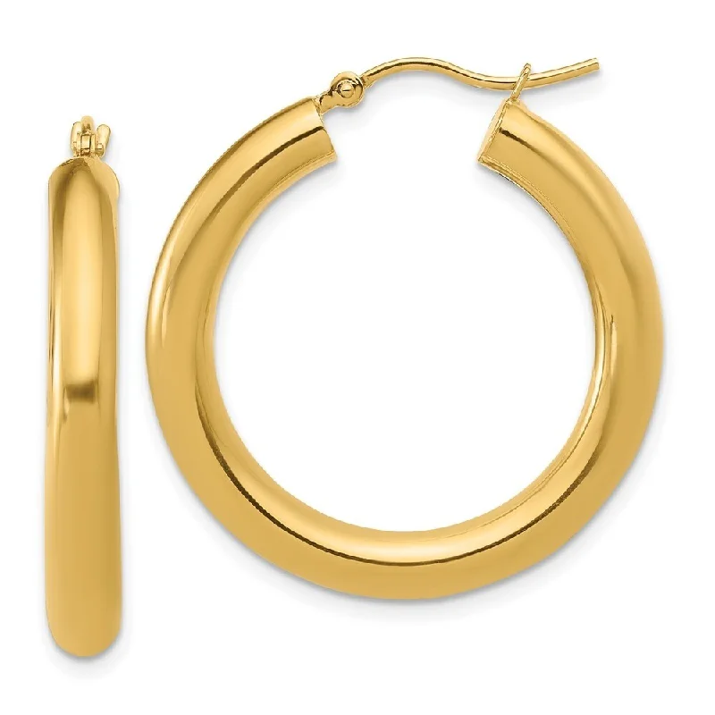 Classic hoop earrings with a thin profile for a sleek and subtle style-Diamond2Deal 10k Yellow Gold Polished Lightweight Hoop Earrings (L-31.5mm, W-16.25mm)