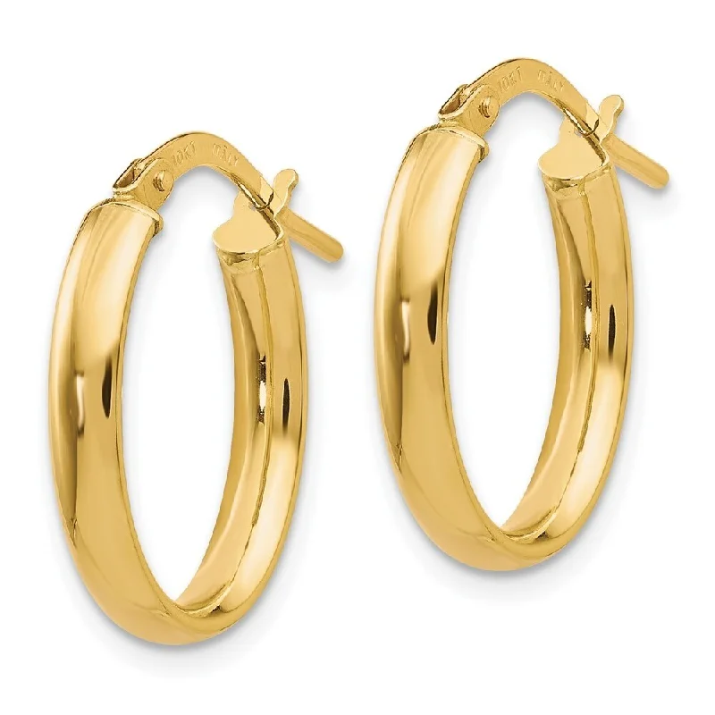 Best hoop earrings with matte finish for a sophisticated, understated design-Diamond2Deal 10k Yellow Gold Polished Yellow Gold Hoop Earrings (L-17mm, W-27mm)