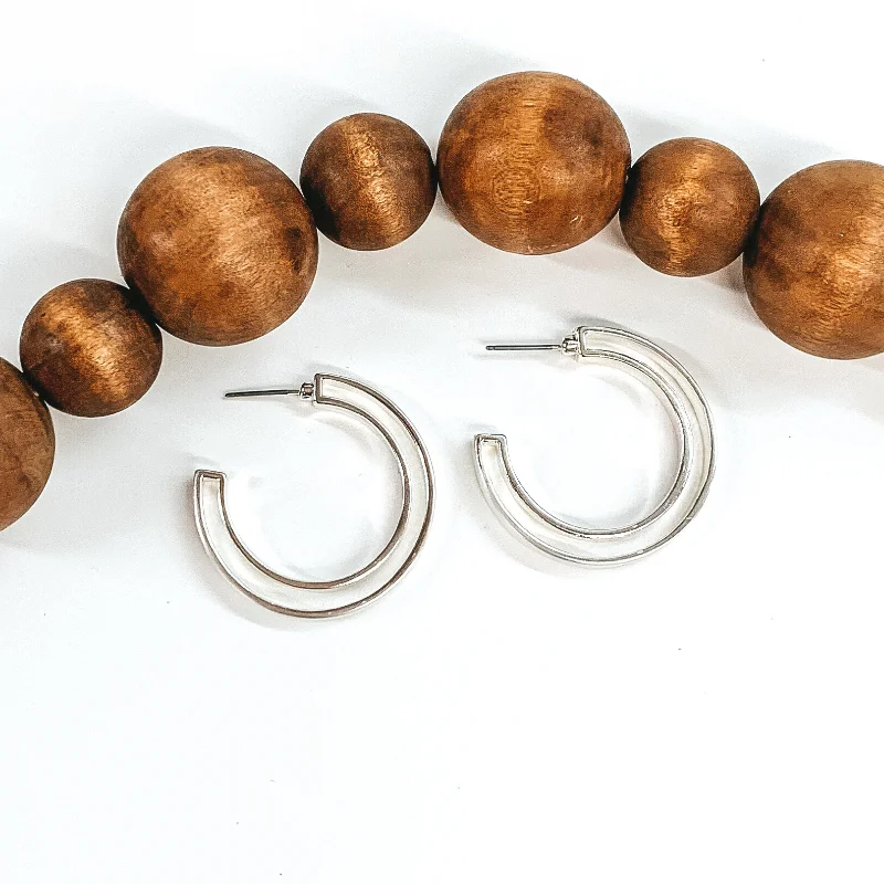 Best hoop earrings with textured silver for a rustic and organic finish-Doubled Circle Hoop Earrings in Silver