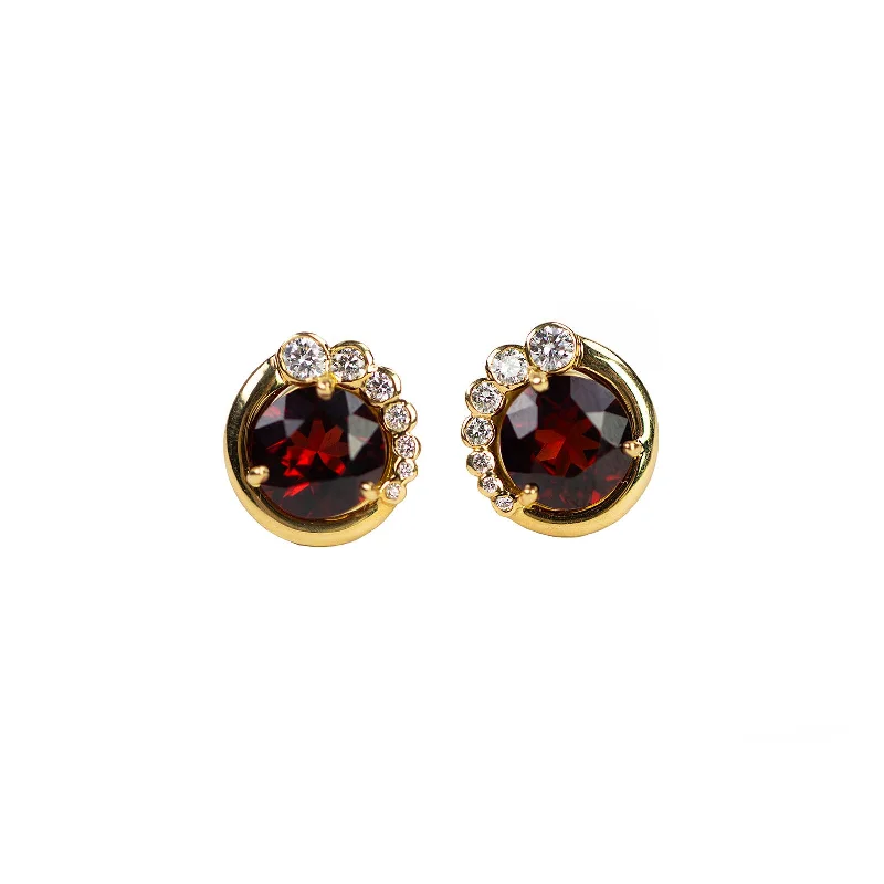 Best hoop earrings with custom designs for a personalized, unique accessory-Garnet & Diamond Juju Earrings