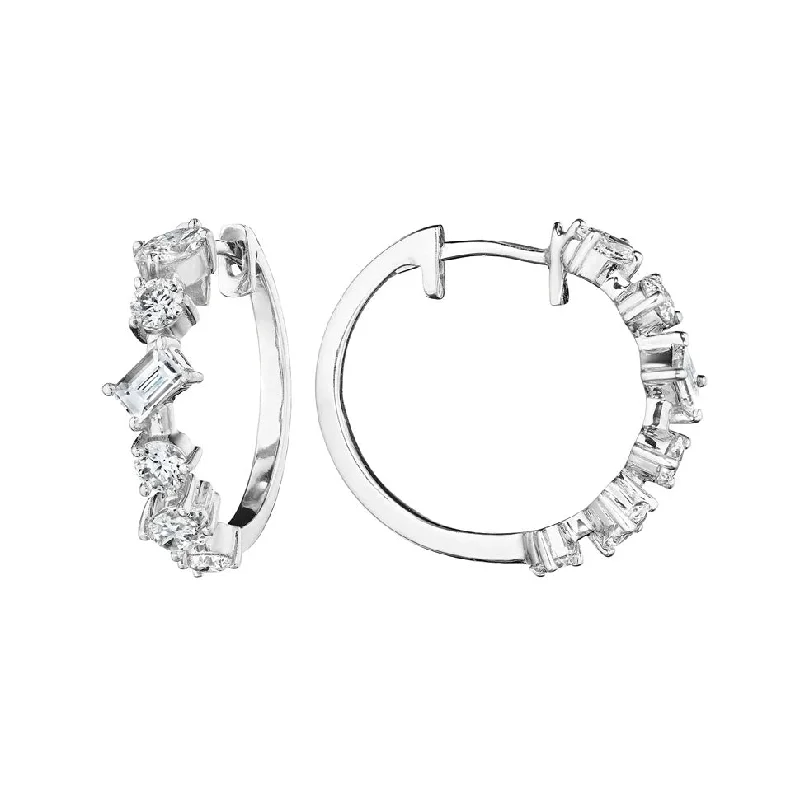 Hoop earrings with heart-shaped frames for a romantic and feminine look-Diamond Mixed Shape Hoops