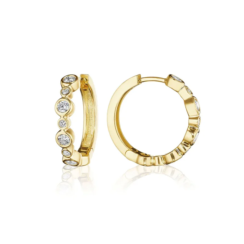 Hoop earrings with multi-tone finishes for a colorful and layered effect-Diamond Aura Hoops