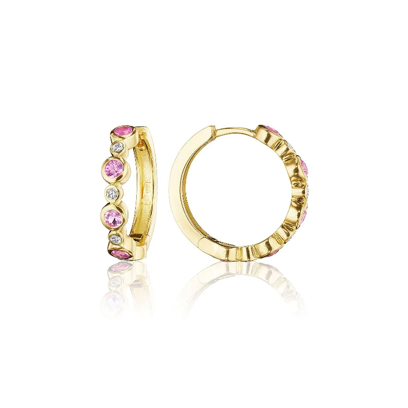 Best hoop earrings with vintage-style detailing for a nostalgic and timeless look-Pink Sapphire & Diamond Aura Hoop Earrings