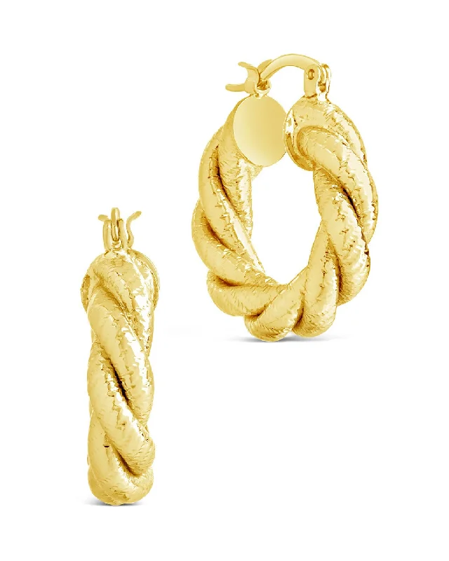 Hoop earrings with multi-tone finishes for a colorful and layered effect-Esme Textured Braided Hoop Earrings