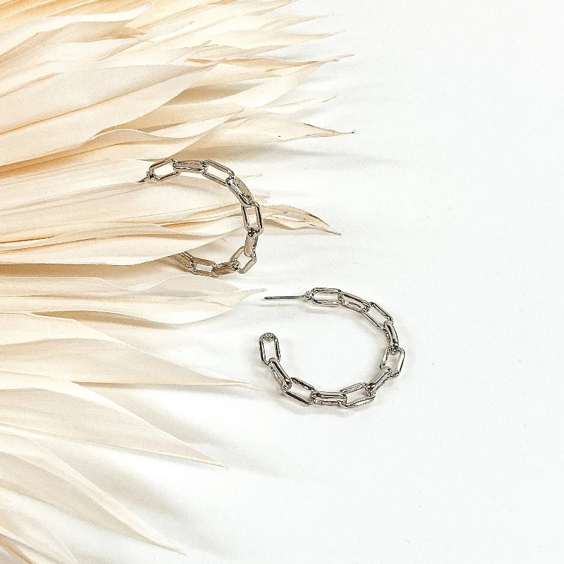 Lightweight hoop earrings for comfortable and all-day wear-Frozen in Time Hoops in Silver