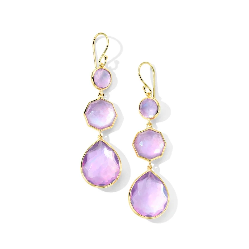 Hoop earrings with oversized pearl accents for a statement-making look-Small Crazy 8 Earrings in Amethyst Triplets