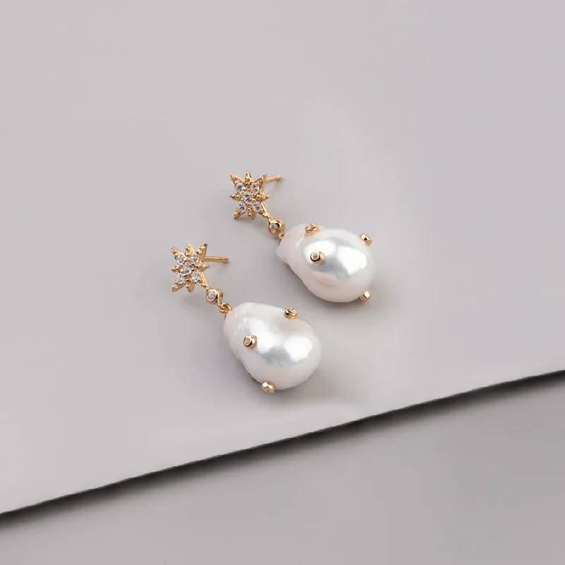 Best hoop earrings with infinity designs for a timeless and meaningful symbol-Pearl Baroque 14K Gold Vermeil Earrings