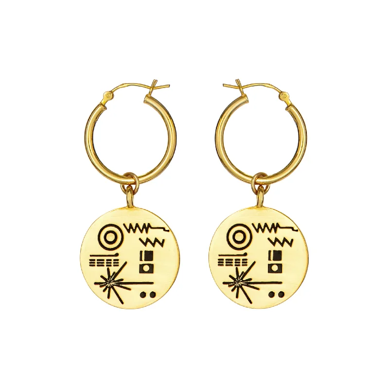 Classic hoop earrings with a thin profile for a sleek and subtle style-Golden Record Earrings