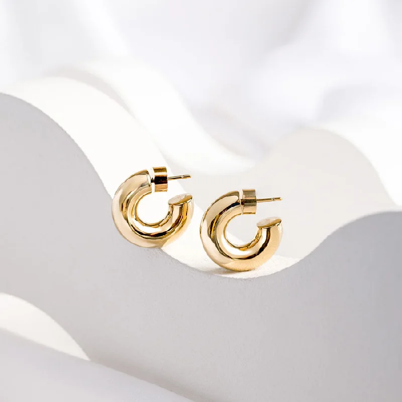 Hoop earrings with textured gold for a refined and sophisticated aesthetic-Hailey Nano Hoop 9mm Gold Earrings