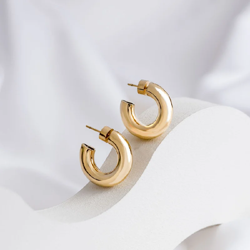 Best hoop earrings with marbled designs for a trendy and artistic effect-Hailey Petite Hoop 11mm Gold  Earrings