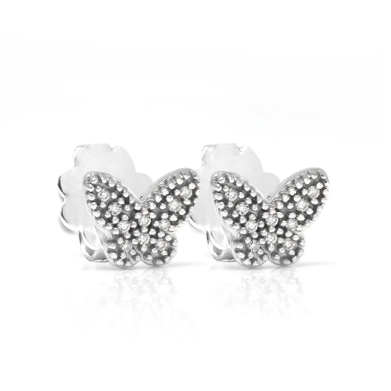 Best hoop earrings with custom engravings for a personalized and meaningful gift-Limited Edition White Gold Butterfly Earrings - 9ct